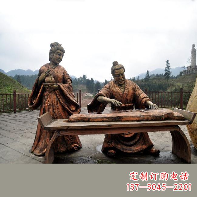 南京司马相如与卓文君铜雕塑像-城市广场历史名人情景雕塑