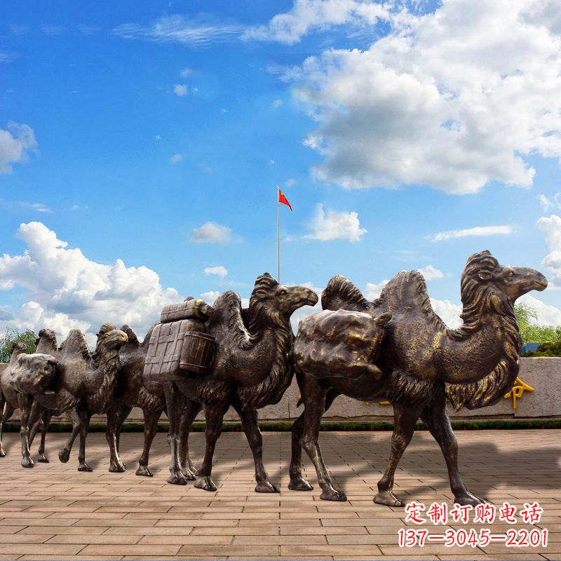 南京丝绸之路骆驼队仿铜景观雕塑