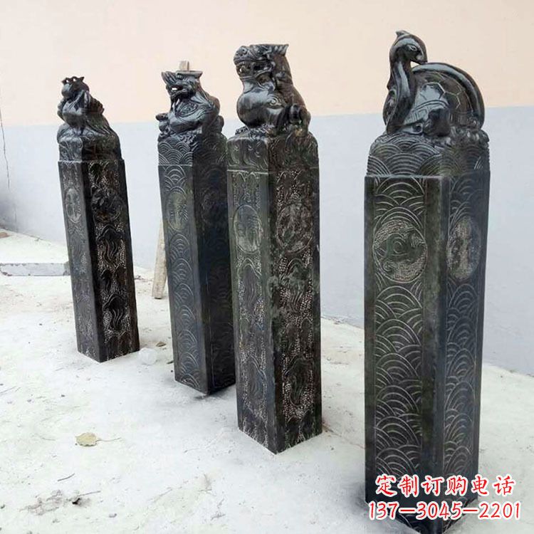 南京四方神兽青石仿古栓马柱
