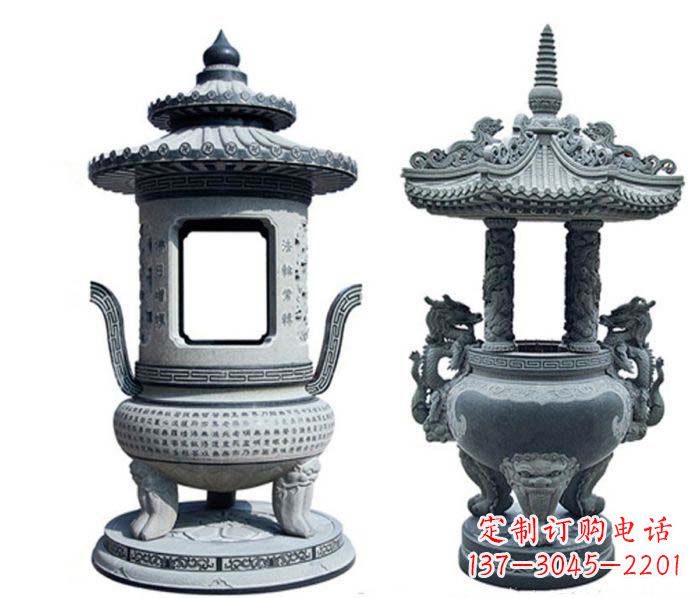 南京寺庙景观仿古香炉石雕