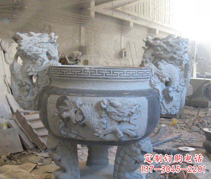 南京寺庙景观龙头水缸石雕