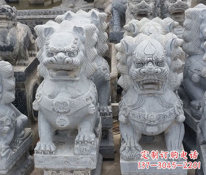 南京寺庙青石狮子石雕