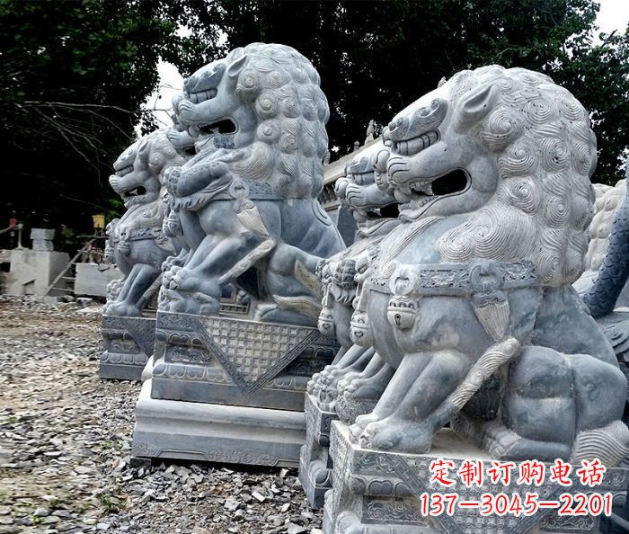 南京寺庙青石狮子石雕 (2)