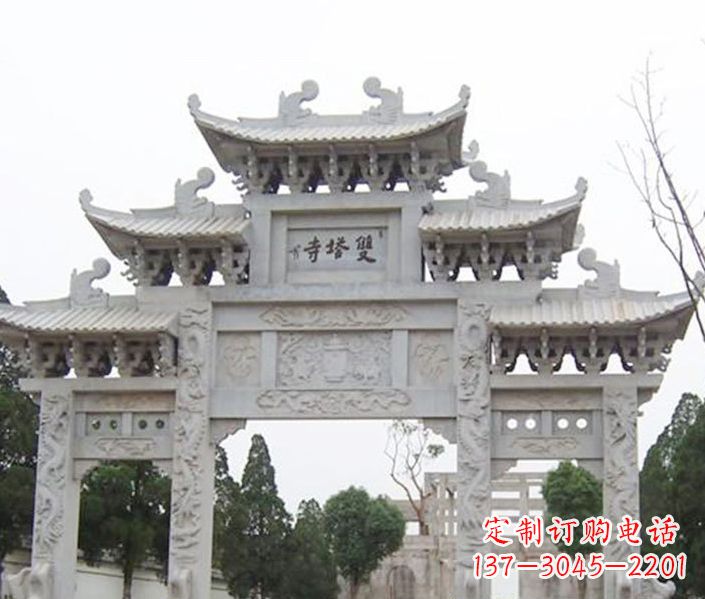 南京寺庙三门牌坊石雕 (2)