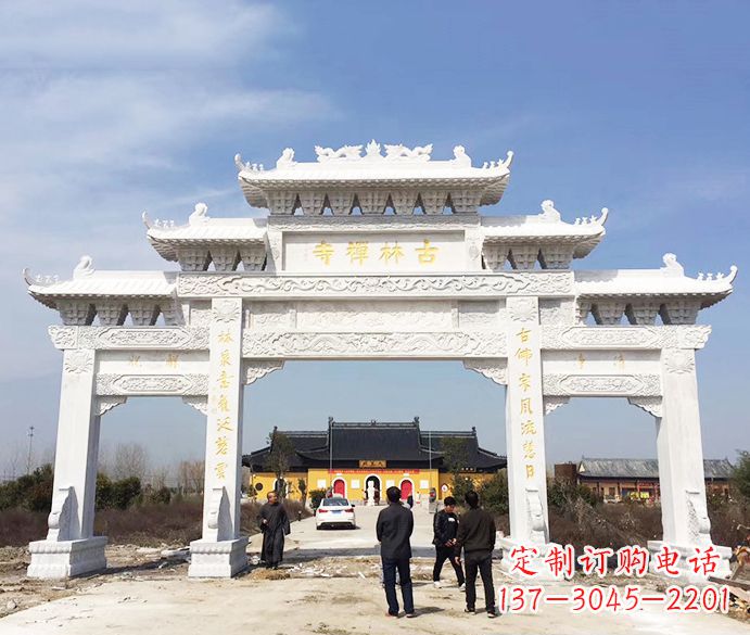 南京寺庙三门五楼石牌坊石雕_2