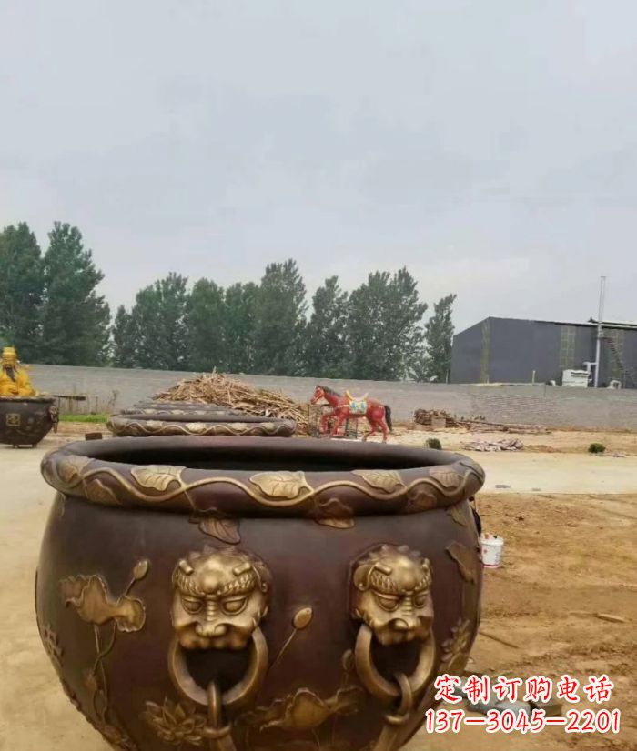 南京寺庙水缸铜雕 (4)