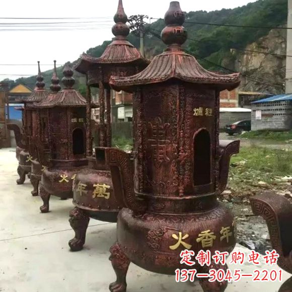 南京寺庙铜香炉雕塑