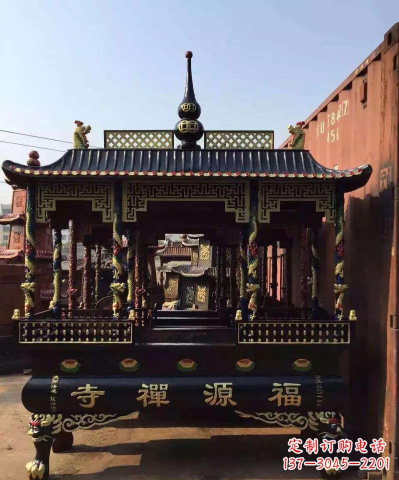 南京寺庙香炉铜雕 (2)