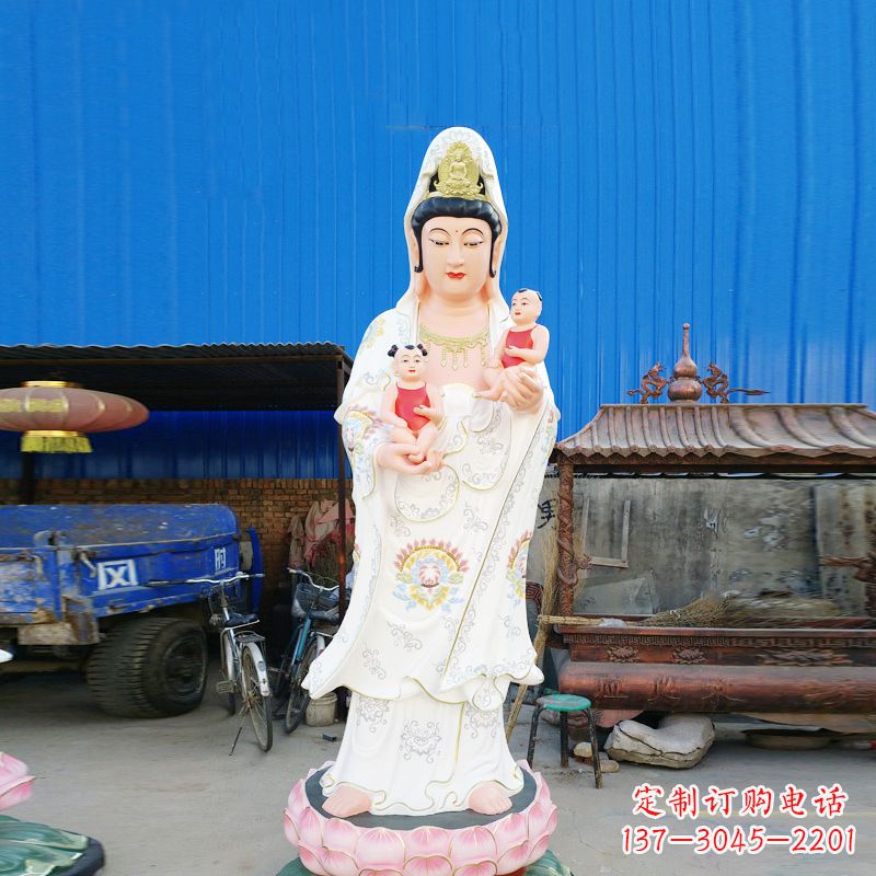 南京送子观音彩绘玻璃钢雕塑