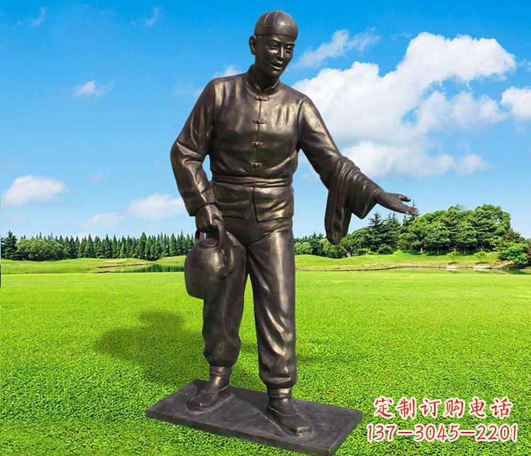 南京提茶壶的店小二铜雕