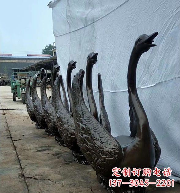 南京天鹅喷泉铜雕,园林喷泉水景流水组件
