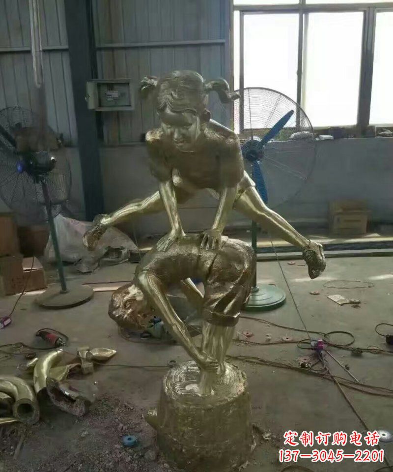 南京跳山羊公园人物铜雕 (2)