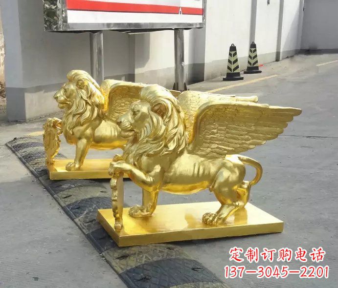 南京贴金圣马可飞狮铜雕