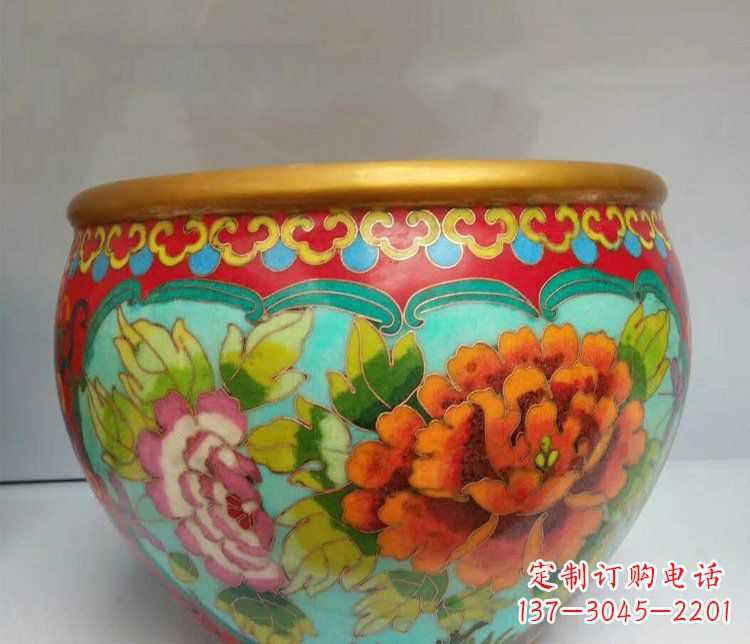 南京铜雕彩绘庭院装饰景观水缸雕塑