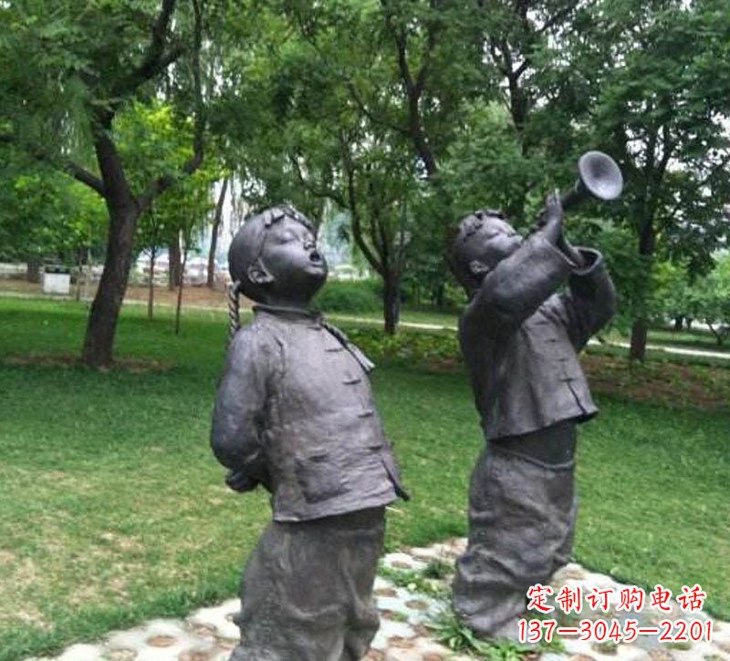 南京铜雕儿童吹唢呐