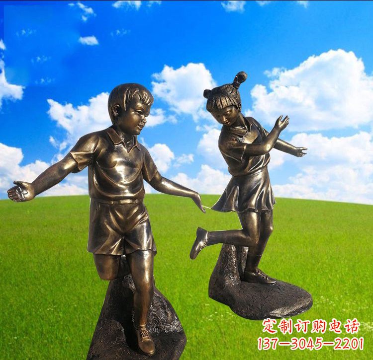 南京铜雕儿童踢毽子