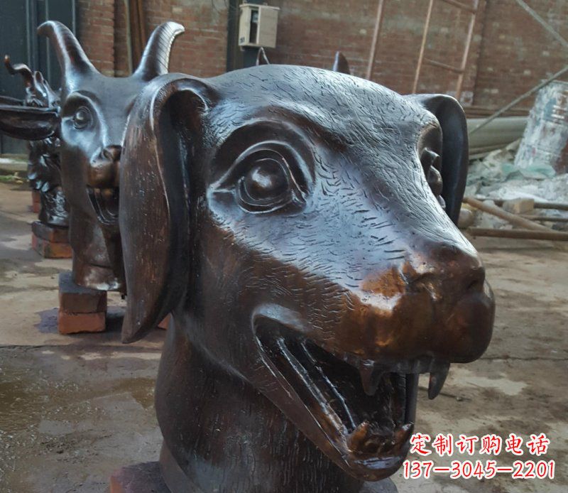 南京铜雕广场生肖动物头像装饰摆件
