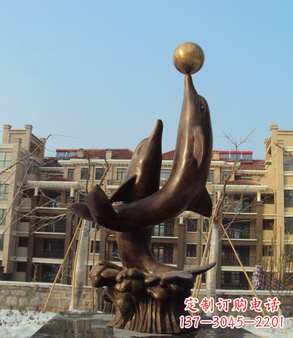 南京铜雕海豚雕塑 (2)