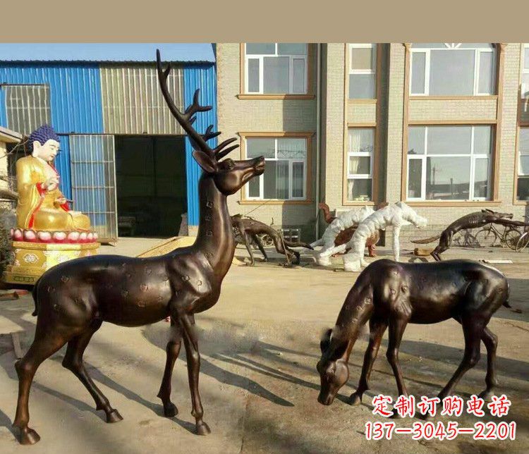 南京铜雕户外公园动物雕塑鹿摆件 (2)