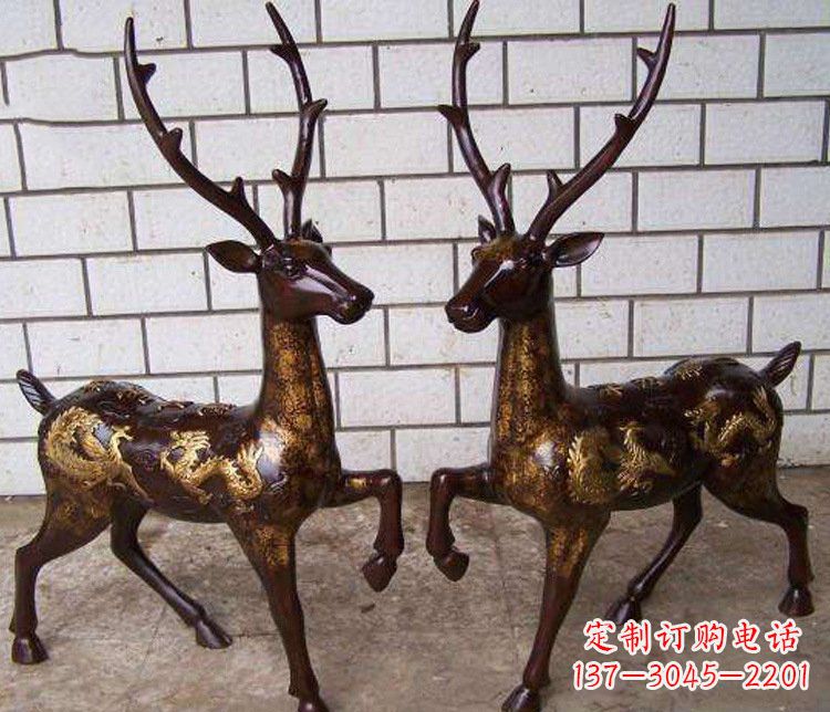 南京铜雕吉祥复古梅花鹿雕塑摆件