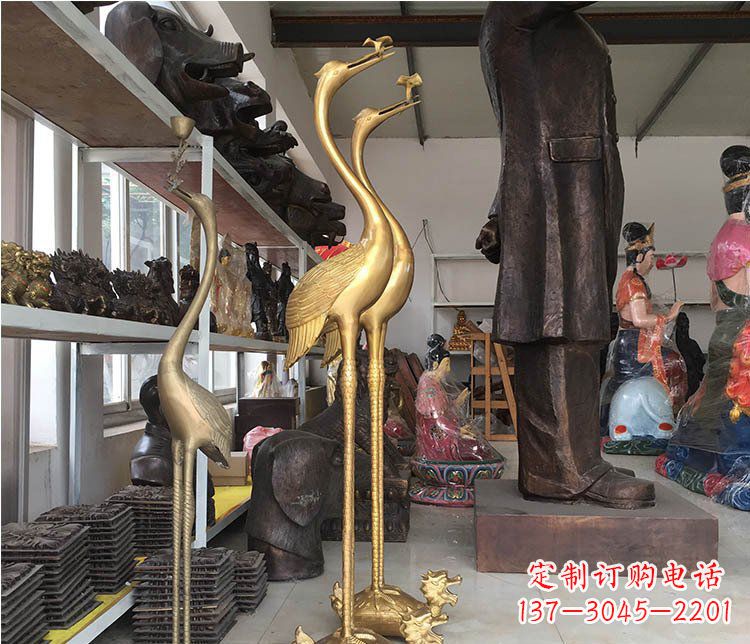 南京铜雕金属仙鹤动物雕塑