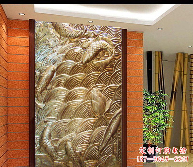 南京铜雕酒店锻造鲤鱼壁画景观摆件