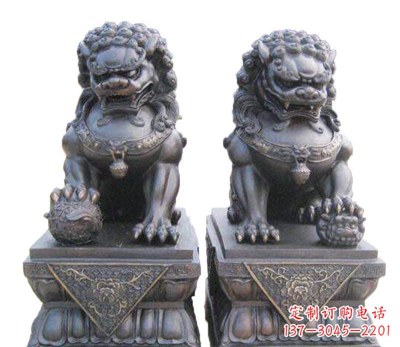 南京铜雕酒店镇宅招财狮子摆件 (2)