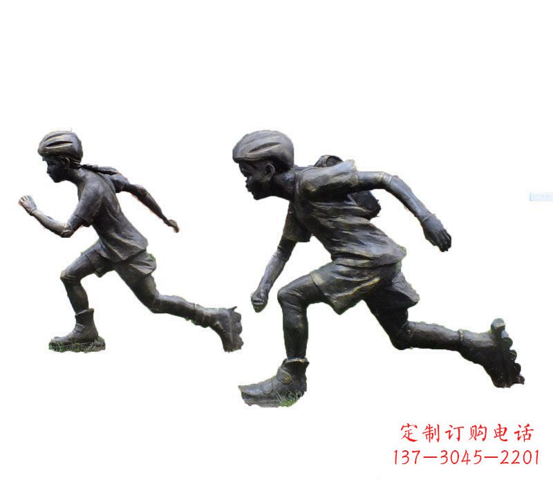 南京铜雕民俗溜冰儿童摆件