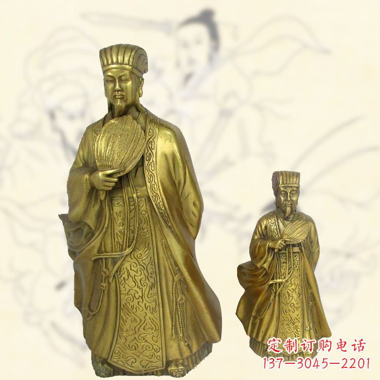 南京铜雕名人诸葛亮雕像-纯铜铸造三国人物雕塑