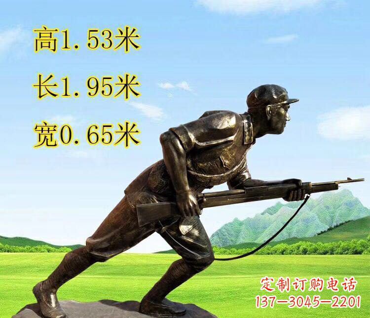 南京铜雕拿枪战士雕塑