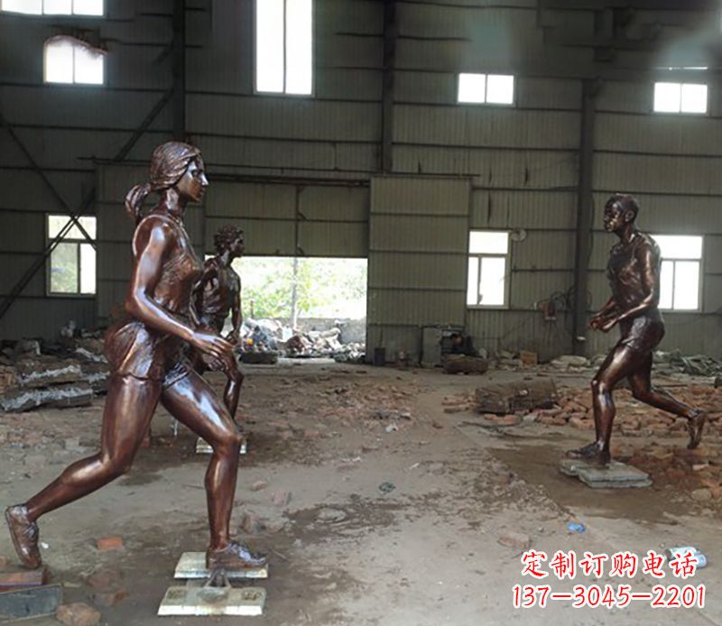 南京铜雕跑步女生