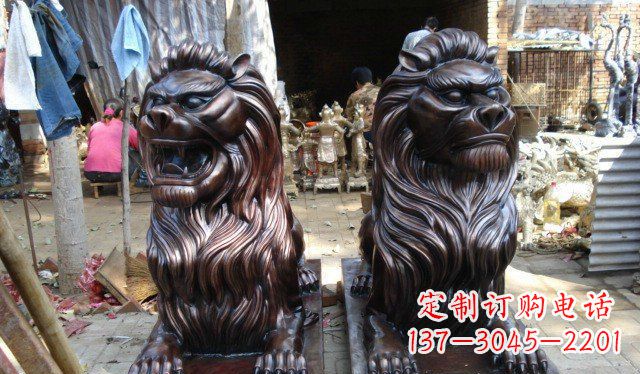 南京铜雕狮子公司门口雕塑 (2)