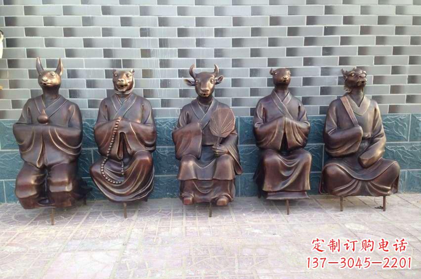 南京铜雕兽首人身十二生肖雕塑