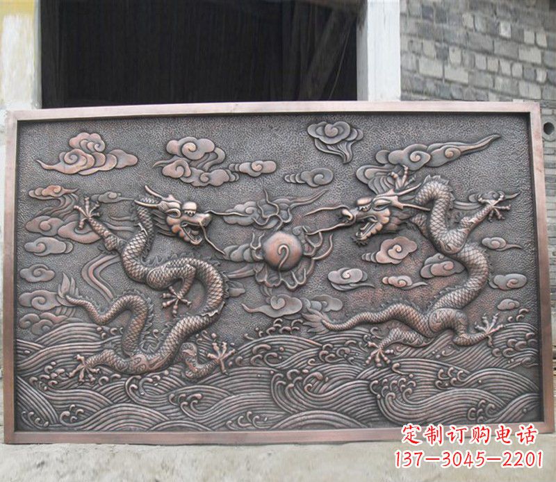 南京铜雕双龙壁画景观摆件