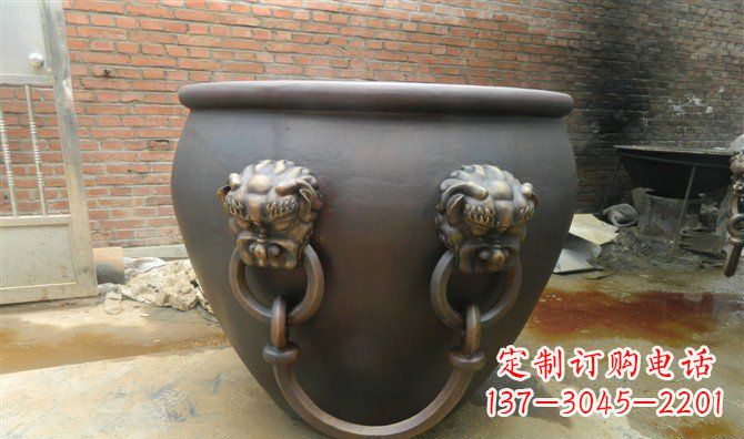 南京铜雕水缸寺庙景观雕塑_2