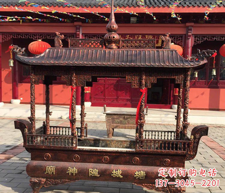 南京铜雕寺庙佛光普照香炉雕塑摆件