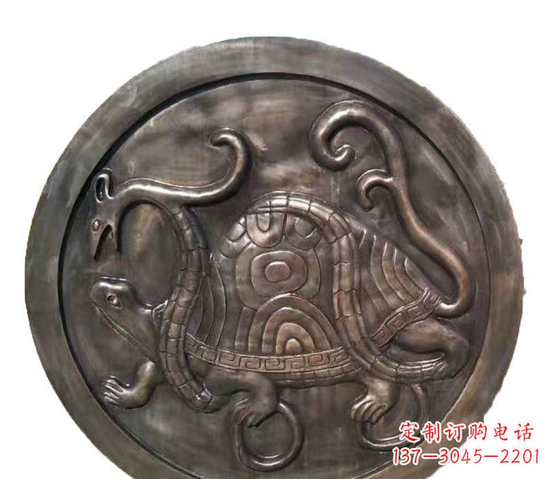 南京铜雕乌龟与蛇壁画摆件