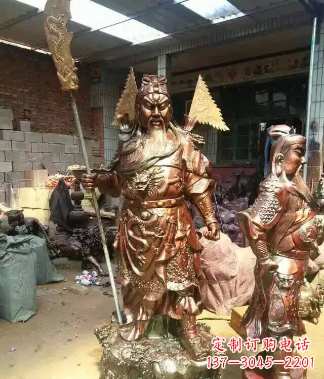 南京铜雕武财神持刀关公雕塑