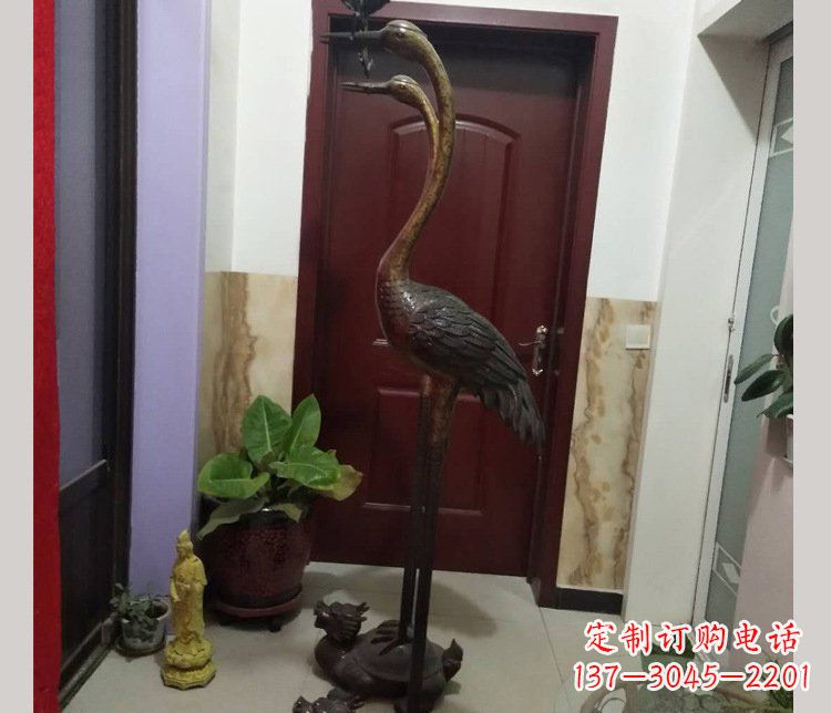 南京铜雕仙鹤踩龟雕塑摆件 (2)