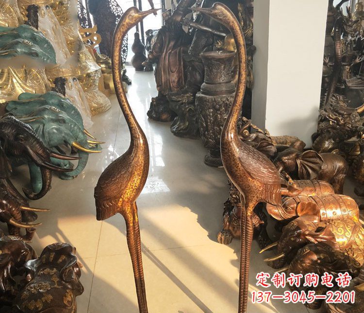 南京铜雕仙鹤踩龟雕塑摆件