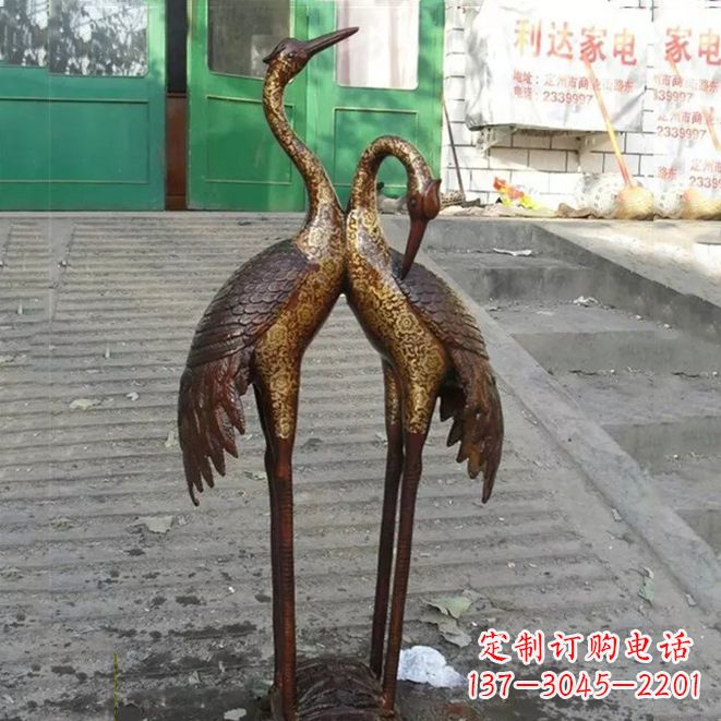 南京铜雕仙鹤夫妻