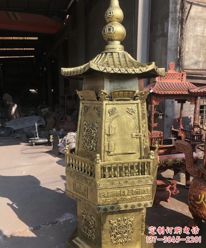 南京铜雕香炉塔寺庙摆件