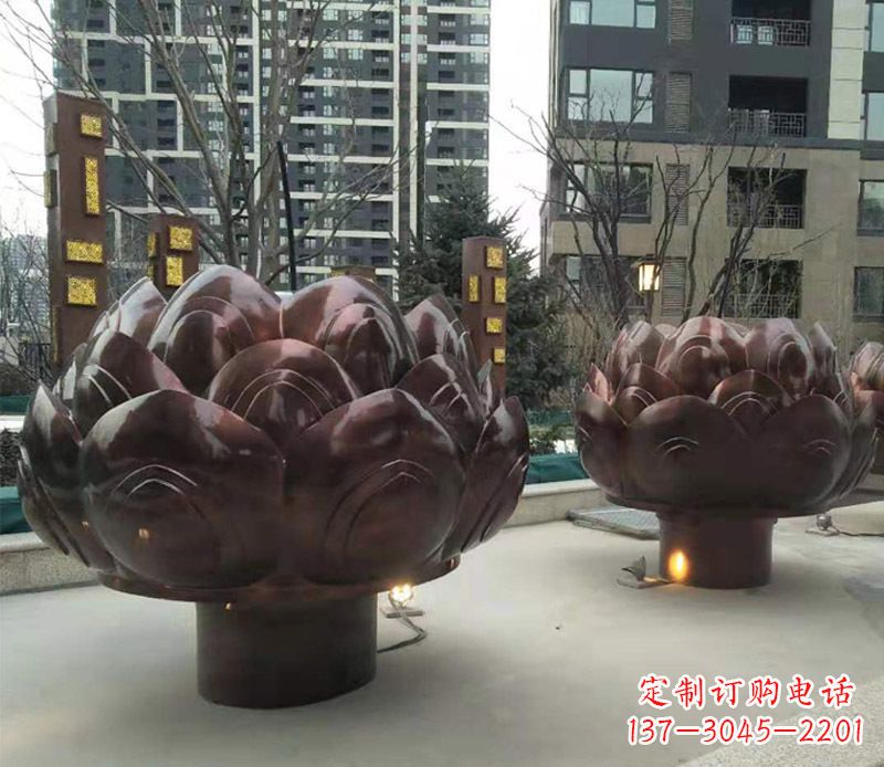南京铜雕小区景观荷花
