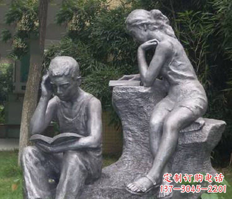 南京铜雕校园读书学生摆件