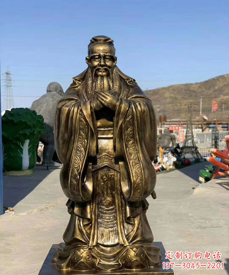 南京铜雕学校孔子人物雕塑
