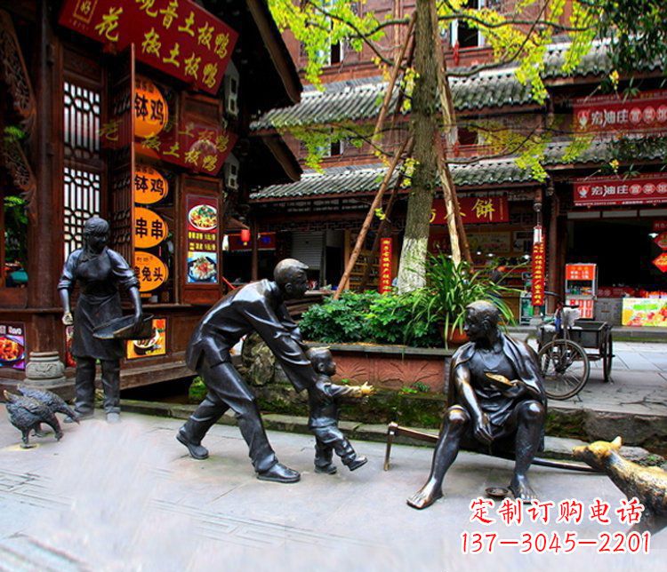 南京铜雕学走路儿童街道人物雕塑