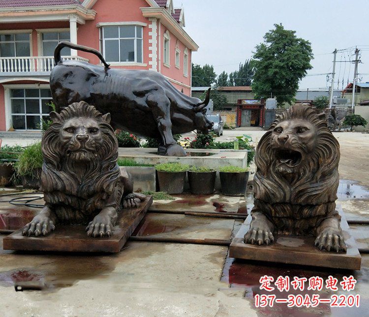 南京铜雕银行门口狮子雕塑摆件