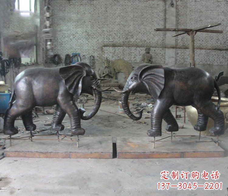 南京铜雕园林动物大象雕塑 (2)