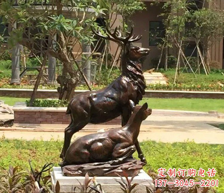 南京铜雕园林梅花鹿雕塑摆件