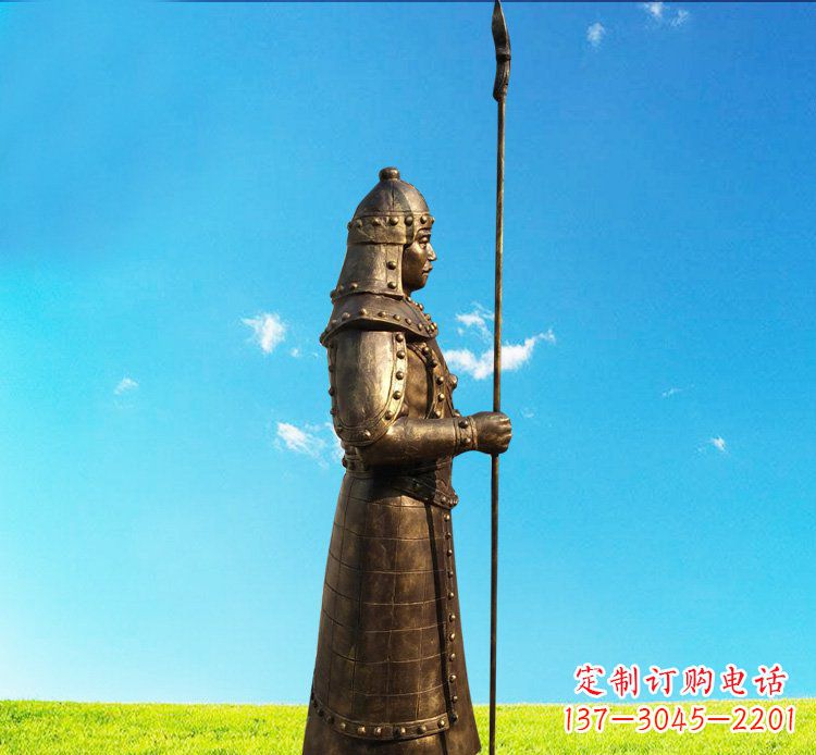 南京铜雕战士站岗古代人物雕塑